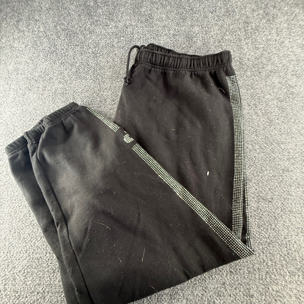 Pink Victoria's Secret Black Rhinestone Stripe Jogger Sweatpants y2k XXL 0825